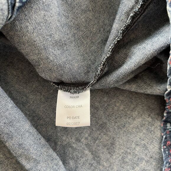 Vermont Country Store Denim Dress Womens Sm Floral Button Front Cottage Prairie - Picture 14 of 15